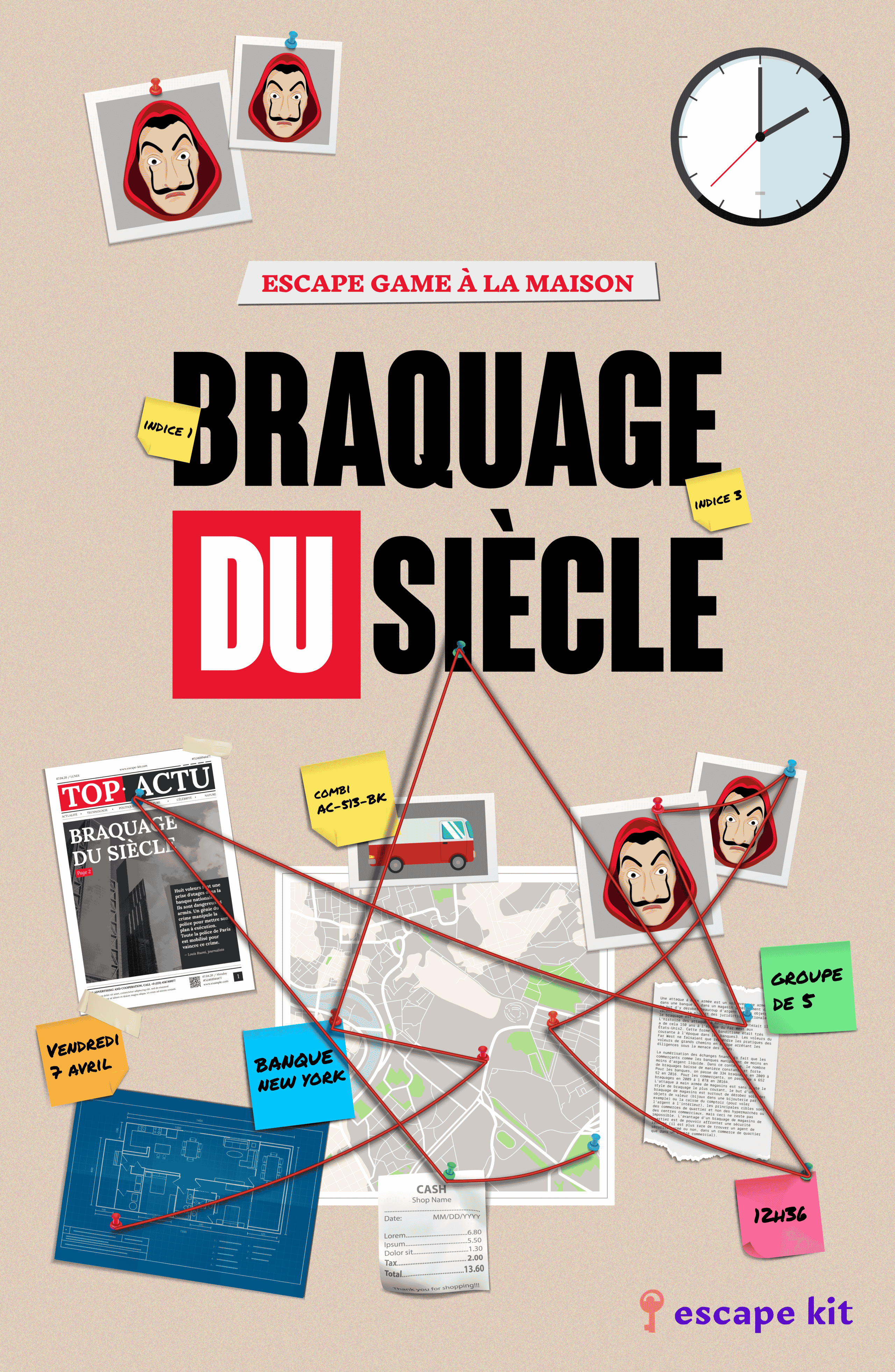 Escape Game Casa De Papel Braquage Du Siecle Escape Kit Adultes