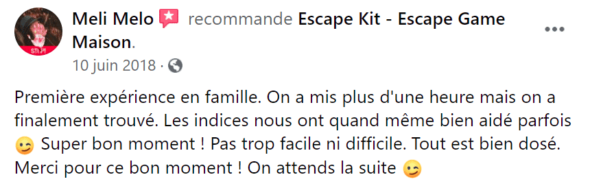 Avis escape kit escape game maison