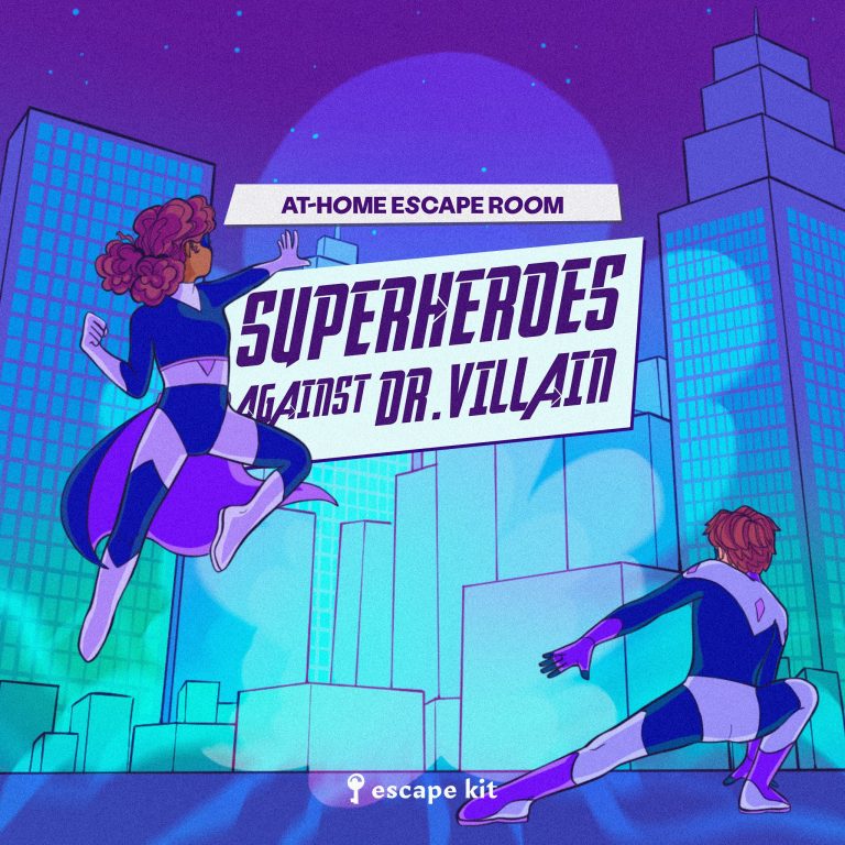 Superheroes against Dr. Villain printable escape room kit