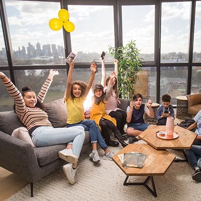 Kids celebrating — fun things to do at a sleepover