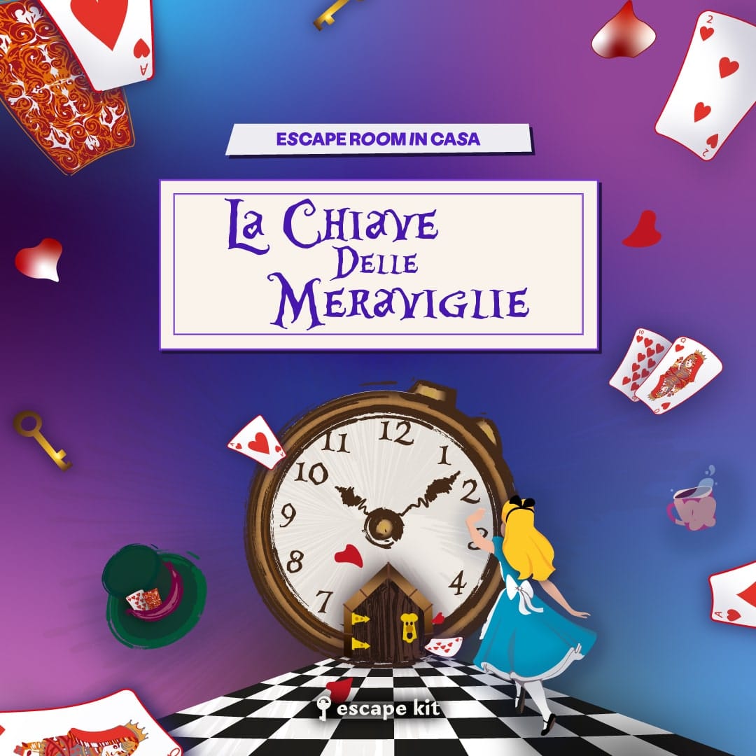 Striscione Escape Room in casa caccia al tesoro alice