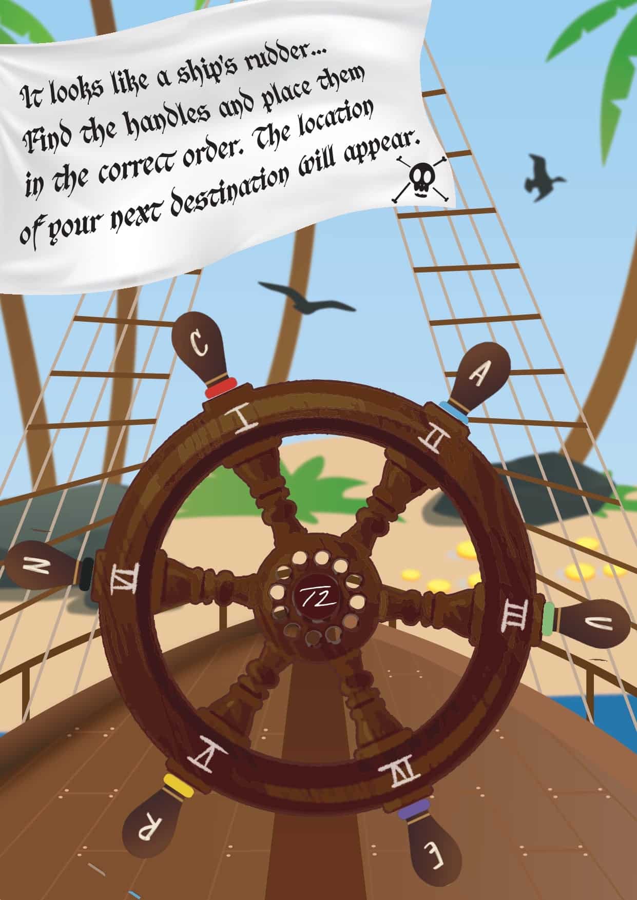 The Cursed Treasure — printable pirate scavenger hunt kit for kids