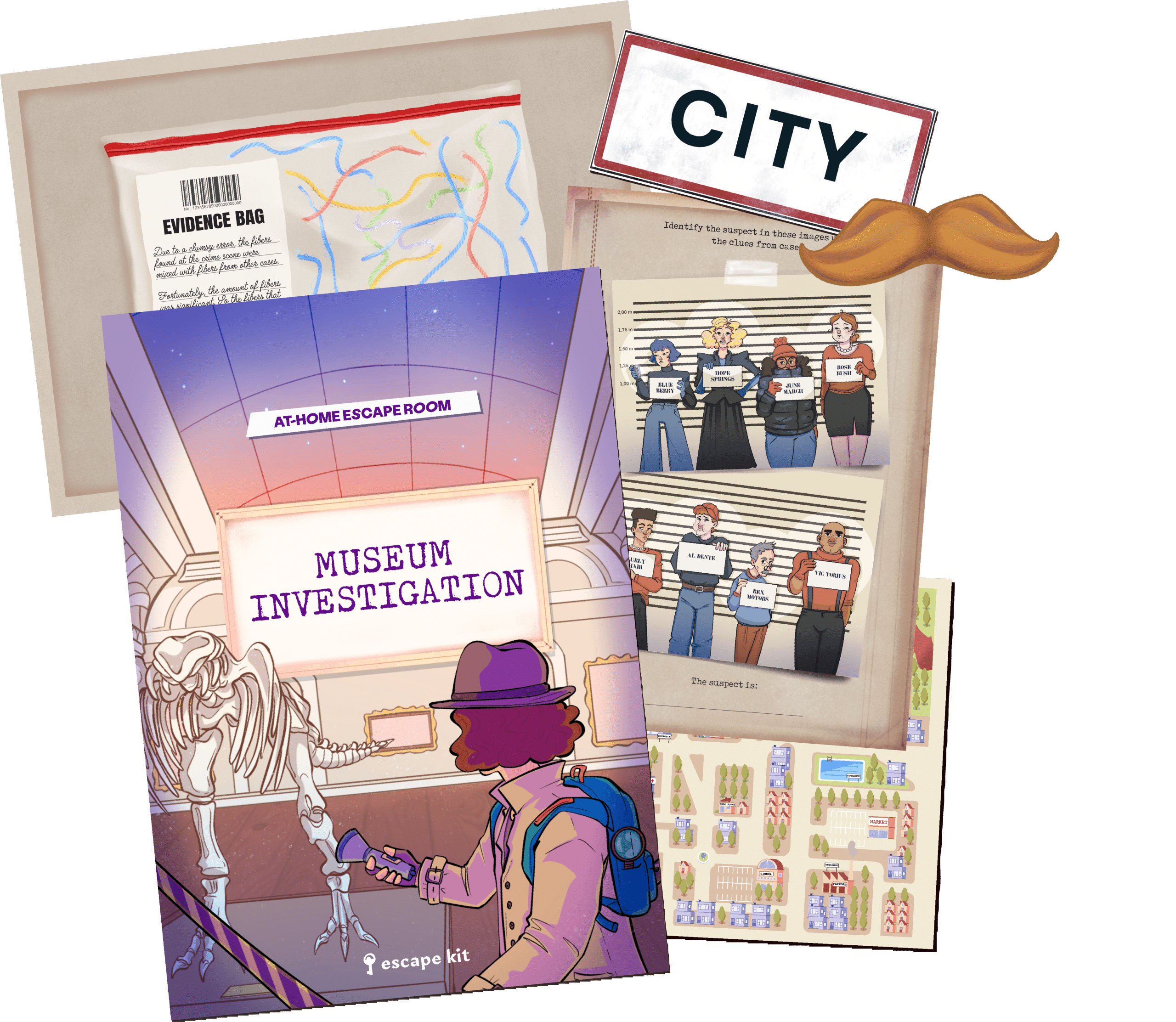 Museum Investigation escape room kit contents