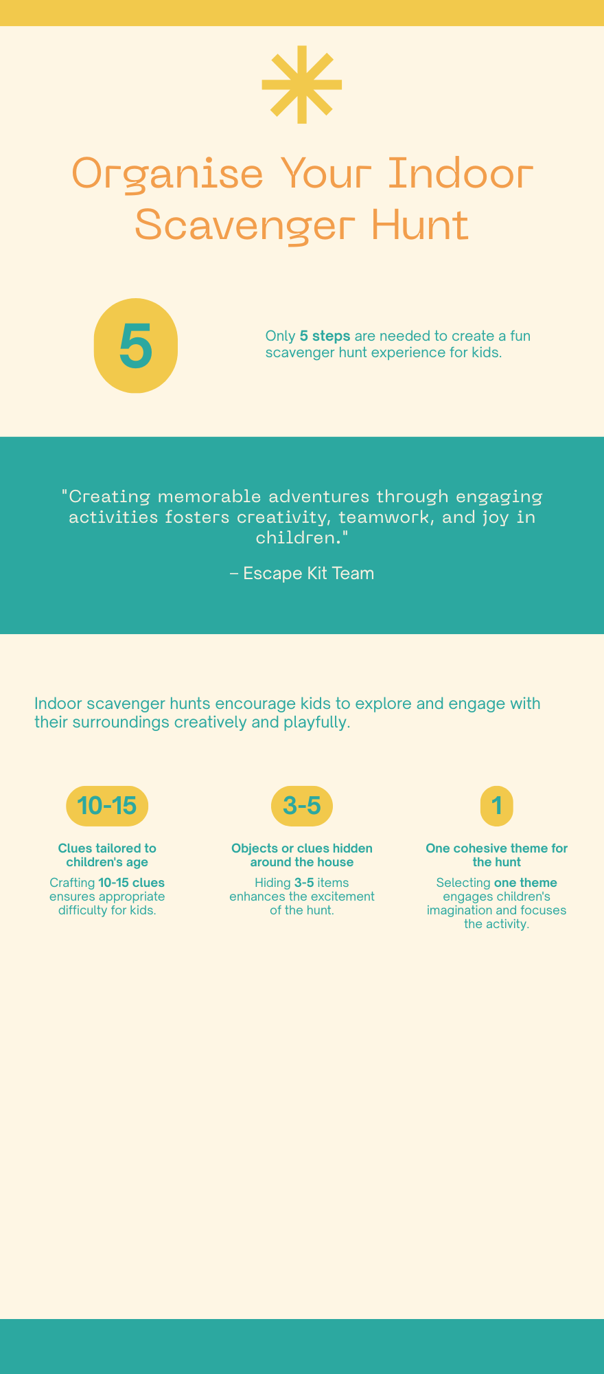 How to organise an indoor scavenger hunt in 5 steps — infographic for kids activities