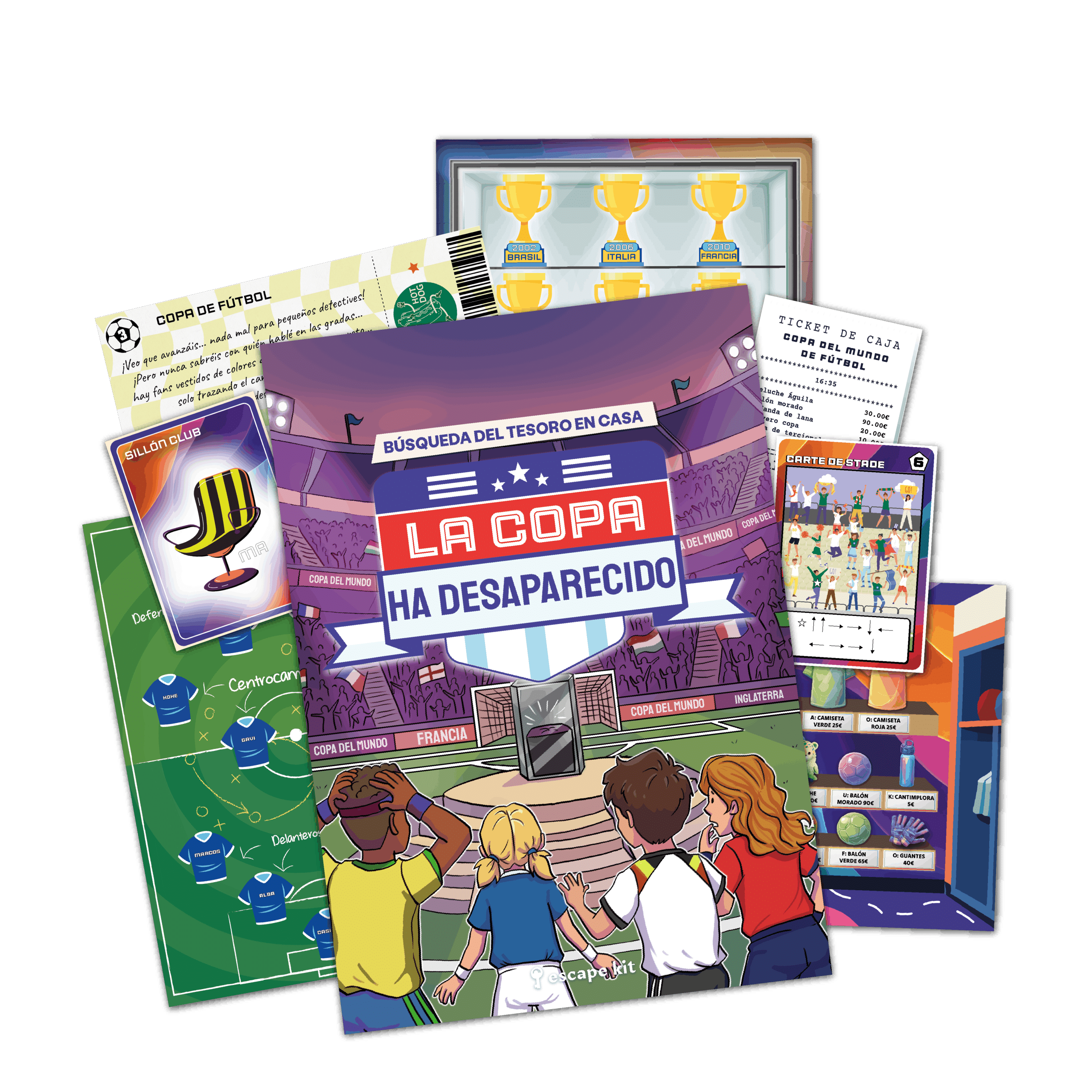 Contenido del kit búsqueda del tesoro fútbol - Escape Kit