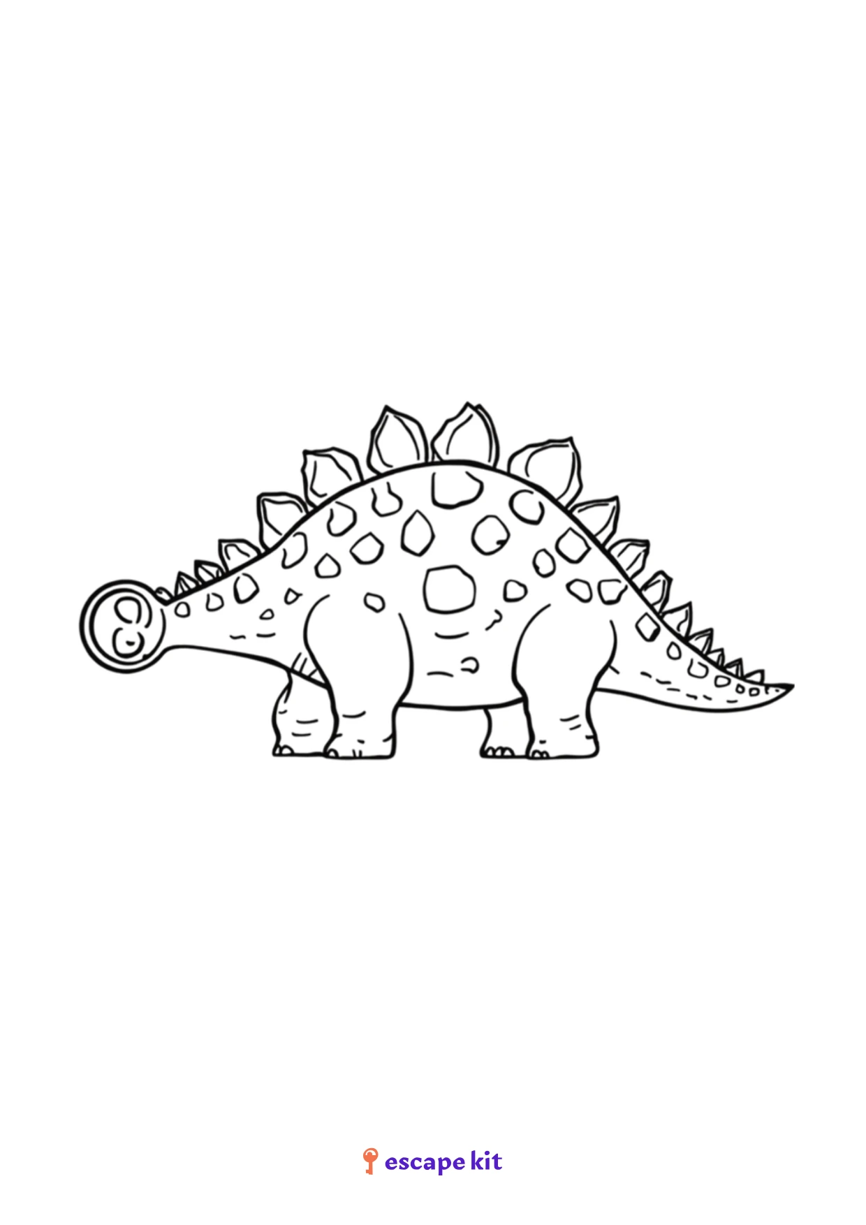 Coloriage dinosaure cuirassé à imprimer : ankylosaure au dos couvert de plaques