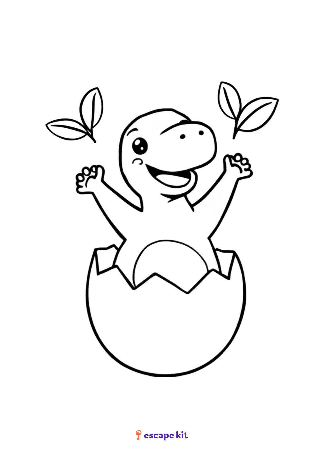 Coloriage bébé dinosaure à imprimer : dino qui sort de son œuf