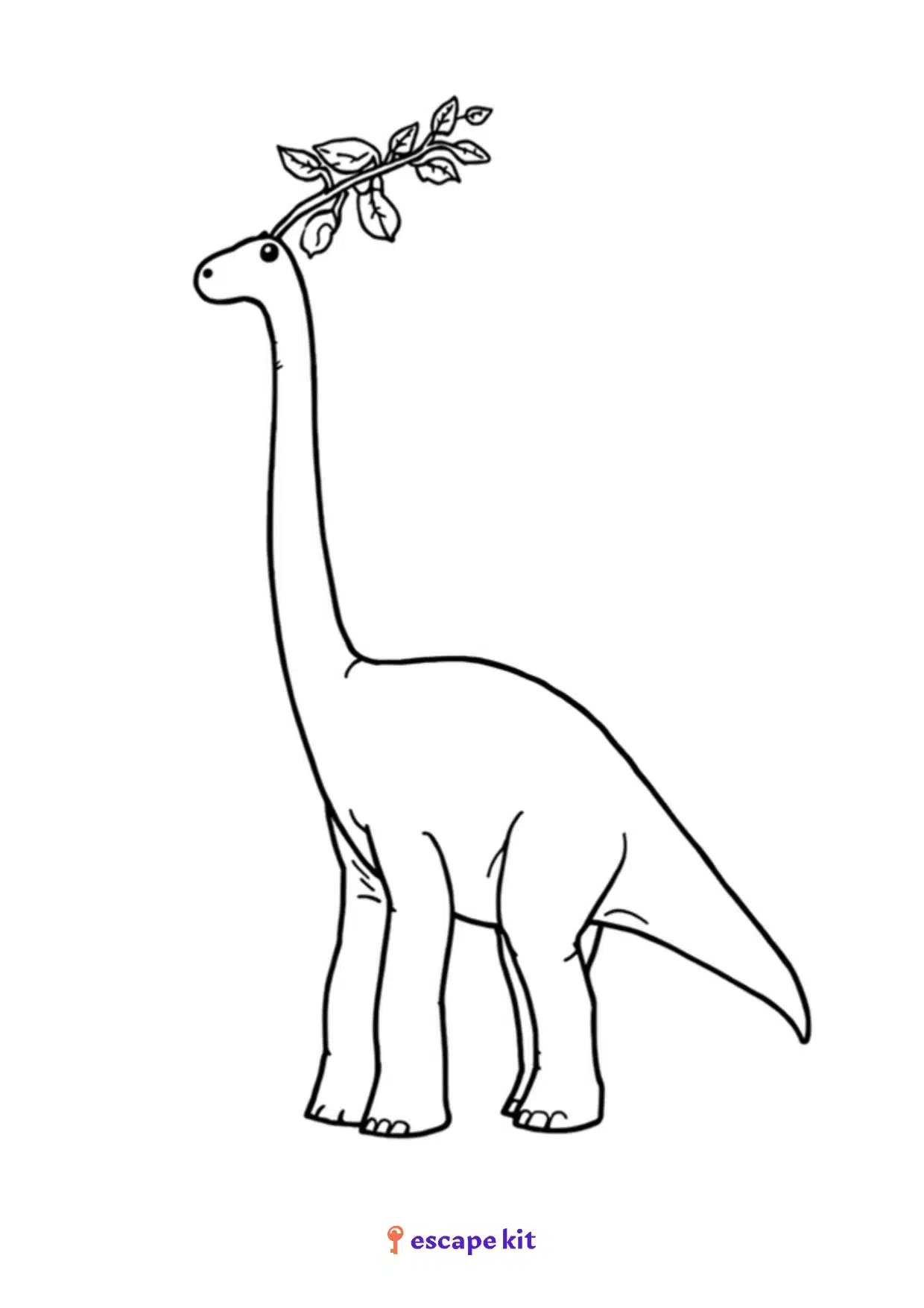 Coloriage Brachiosaure à imprimer : long cou dressé vers une branche