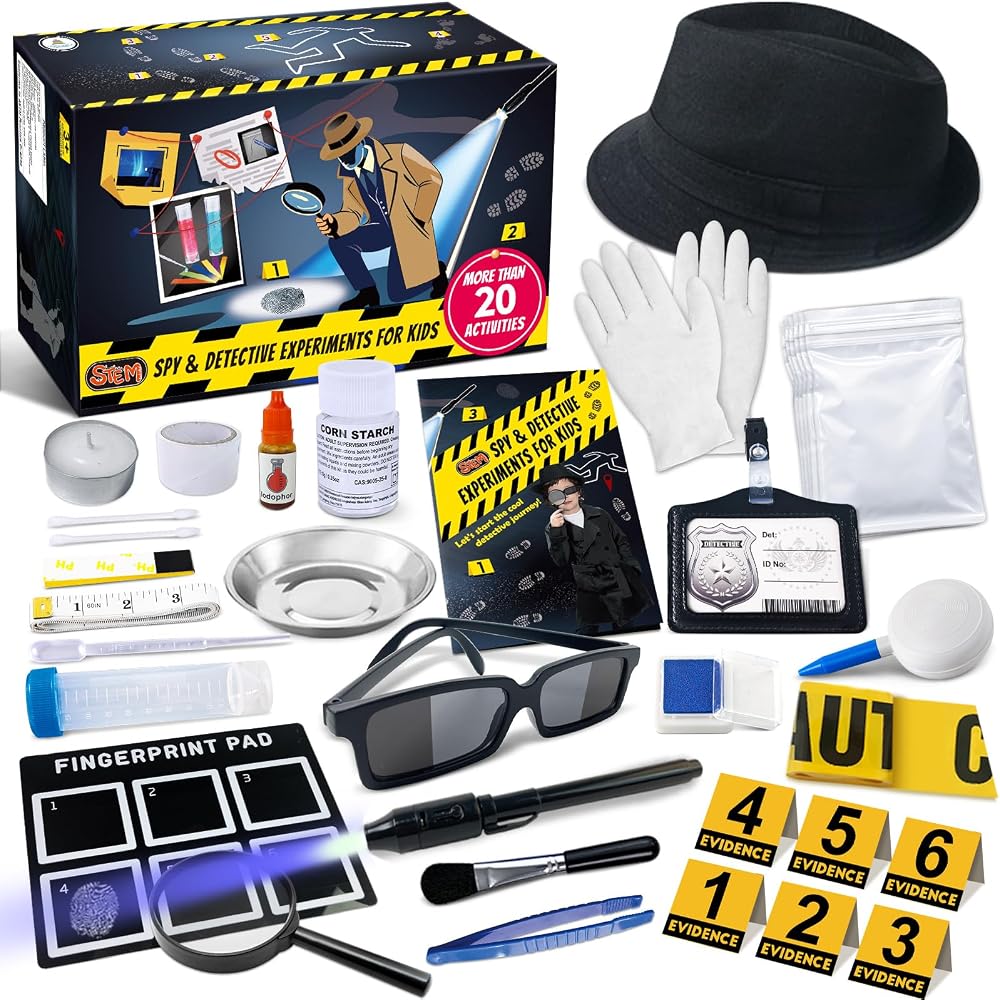 Children detective kit with magnifier and fingerprint powder