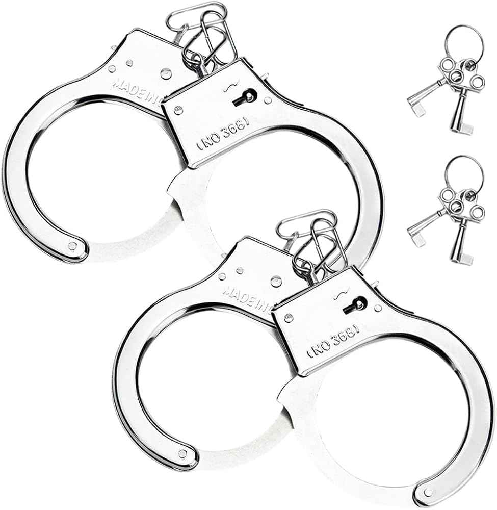 Toy metal handcuffs with keys